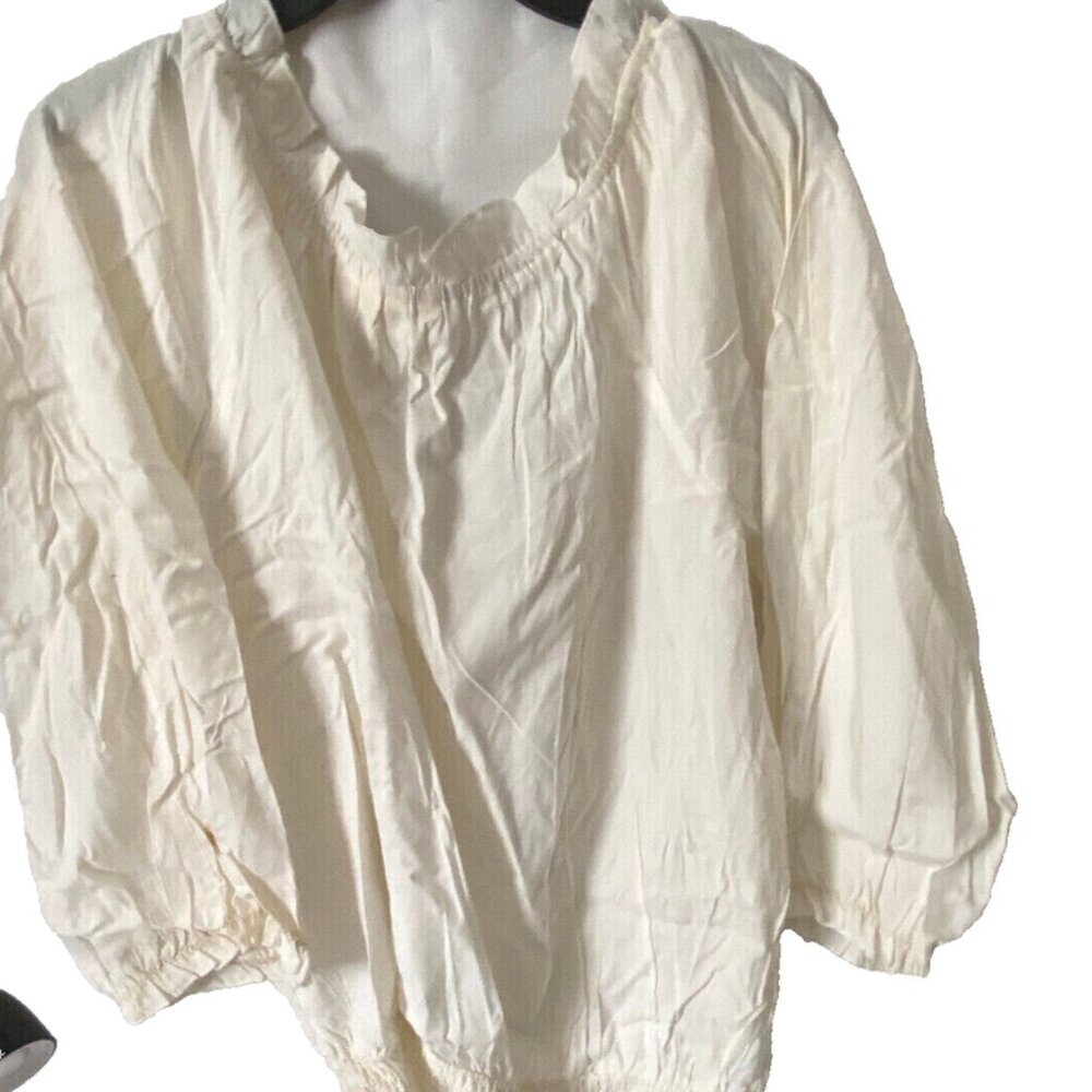 CHECK ME FIRST Women's White Viscose Ruffled Floral Pullover Blouse Top Size 1X - Picture 4 of 7